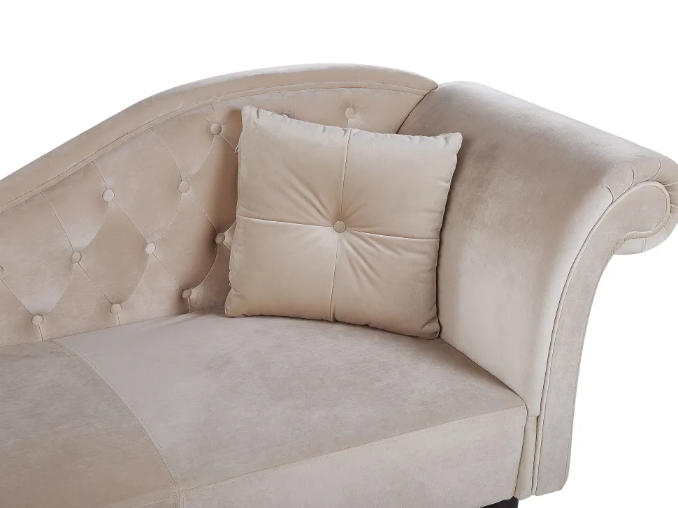 Right Hand Chaise Lounge Velvet Beige Lattes