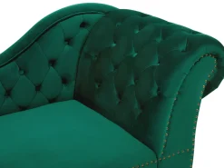 Right Hand Chaise Lounge Velvet Green Nimes