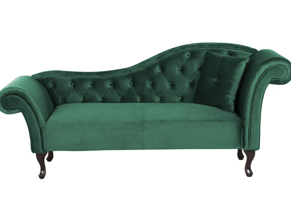 Right Hand Chaise Lounge Velvet Dark Green Lattes