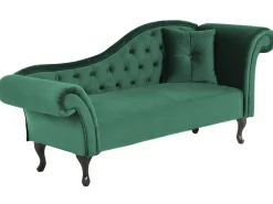 Right Hand Chaise Lounge Velvet Dark Green Lattes