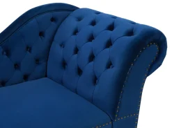 Right Hand Chaise Lounge Velvet Navy Blue Nimes