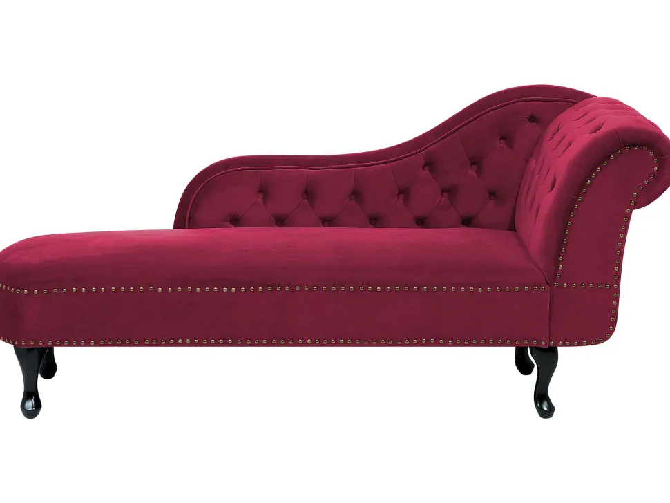 Right Hand Chaise Lounge Velvet Burgundy Nimes