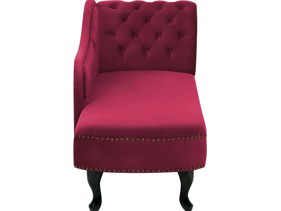 Right Hand Chaise Lounge Velvet Burgundy Nimes