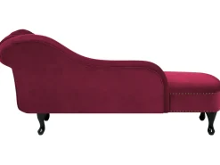 Right Hand Chaise Lounge Velvet Burgundy Nimes