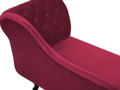 Right Hand Chaise Lounge Velvet Burgundy Nimes