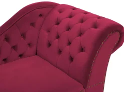 Right Hand Chaise Lounge Velvet Burgundy Nimes