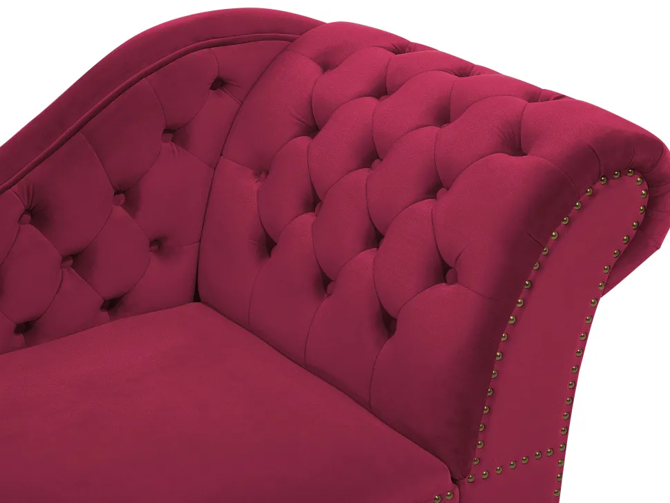 Right Hand Chaise Lounge Velvet Burgundy Nimes