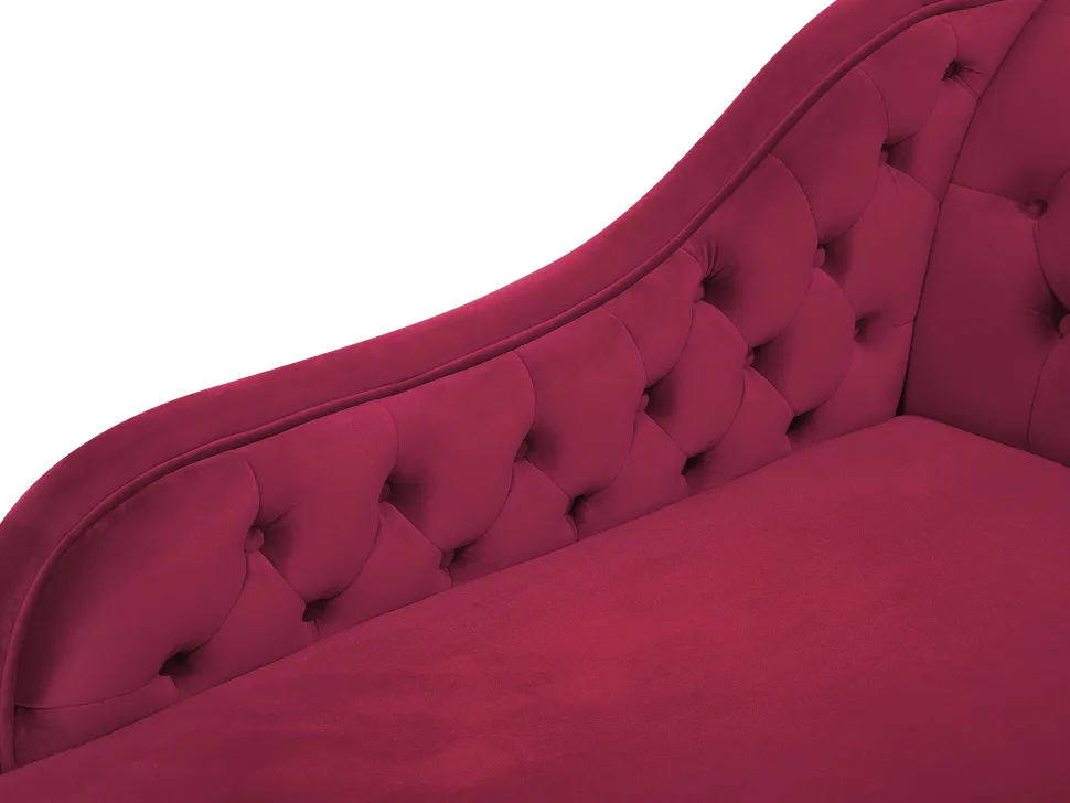 Right Hand Chaise Lounge Velvet Burgundy Nimes