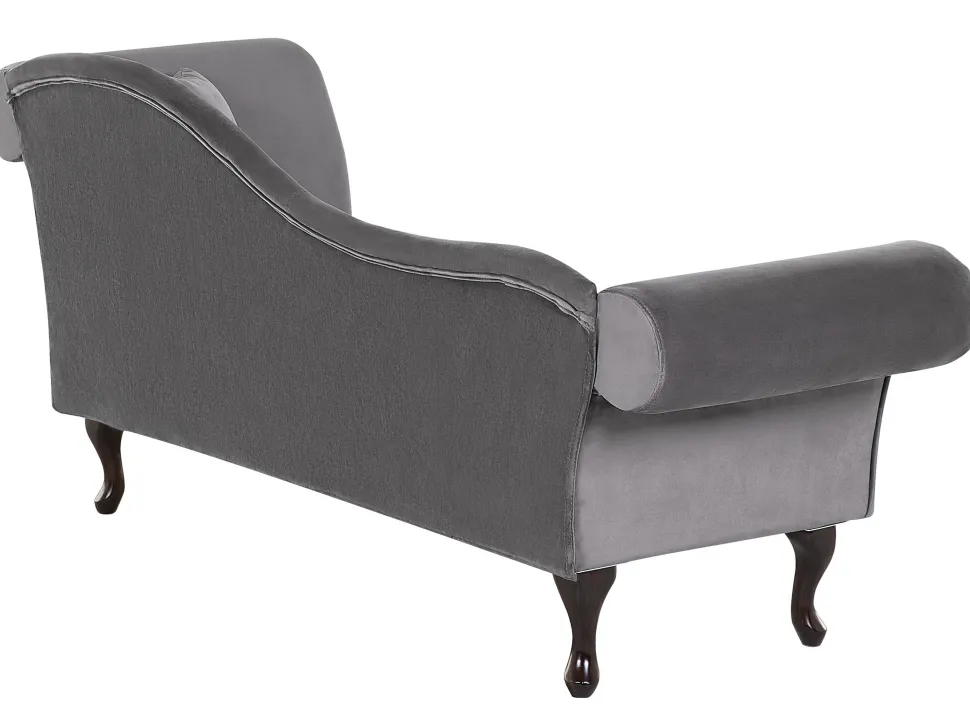 Right Hand Chaise Lounge Velvet Grey Lattes