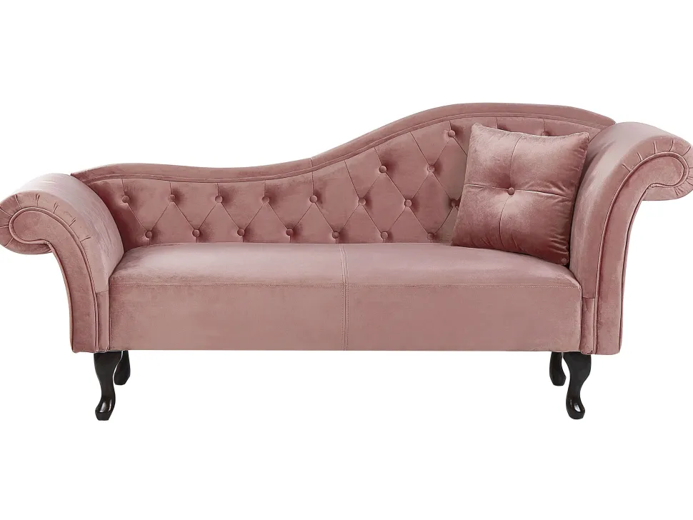 Right Hand Chaise Lounge Velvet Pink Lattes