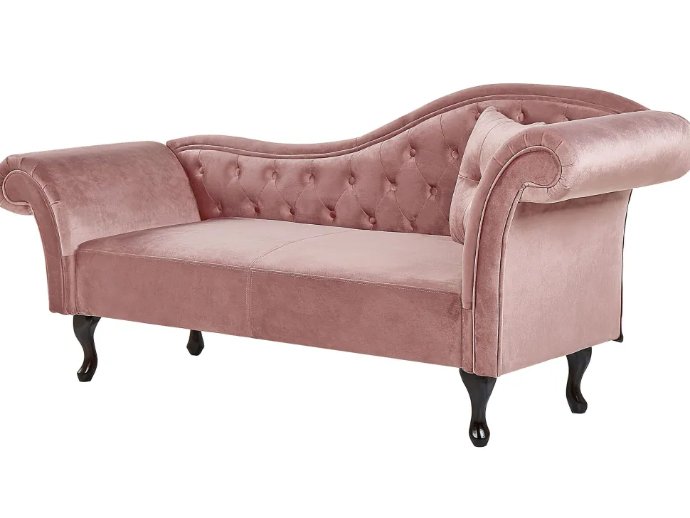 Right Hand Chaise Lounge Velvet Pink Lattes
