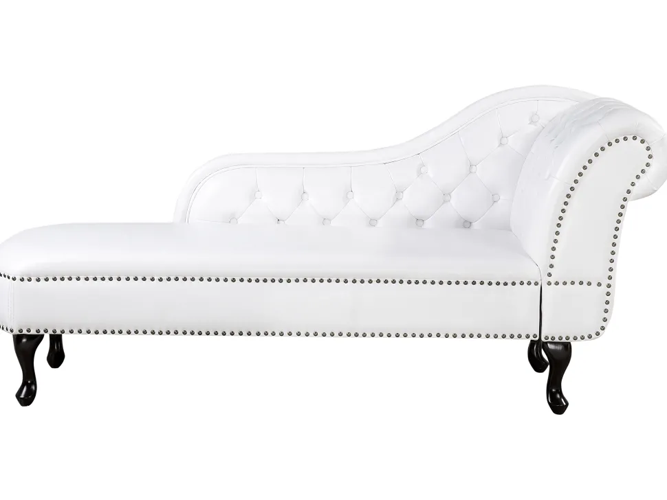 Right Hand Chaise Lounge Faux Leather White Nimes