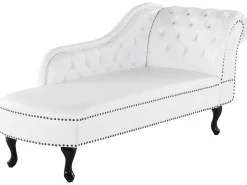 Right Hand Chaise Lounge Faux Leather White Nimes