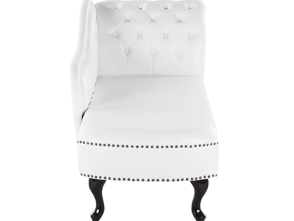 Right Hand Chaise Lounge Faux Leather White Nimes