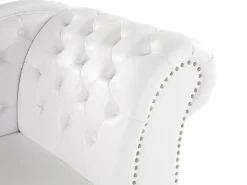 Right Hand Chaise Lounge Faux Leather White Nimes