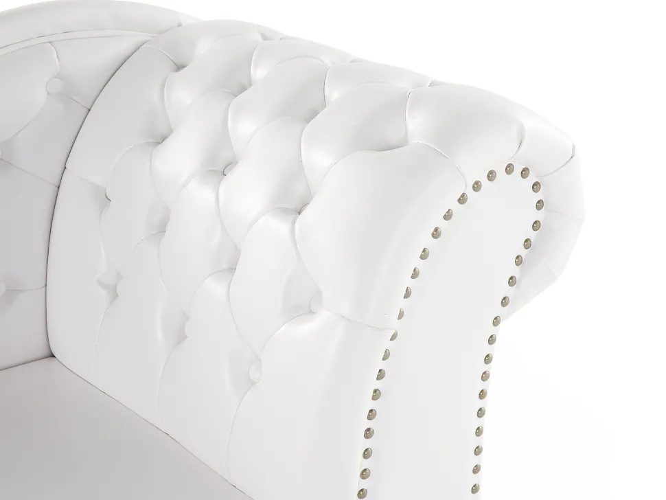 Right Hand Chaise Lounge Faux Leather White Nimes