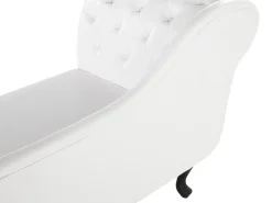 Right Hand Chaise Lounge Faux Leather White Nimes