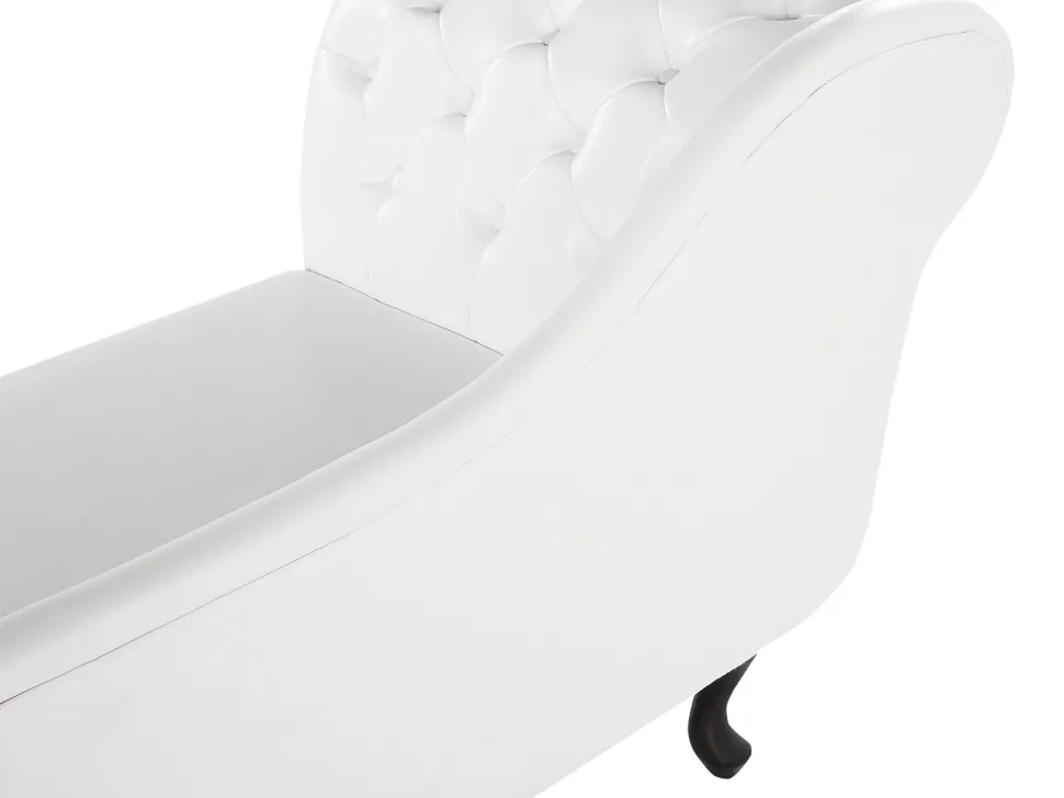 Right Hand Chaise Lounge Faux Leather White Nimes