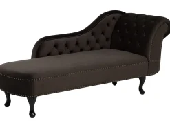 Right Hand Chaise Lounge Velvet Brown Nimes