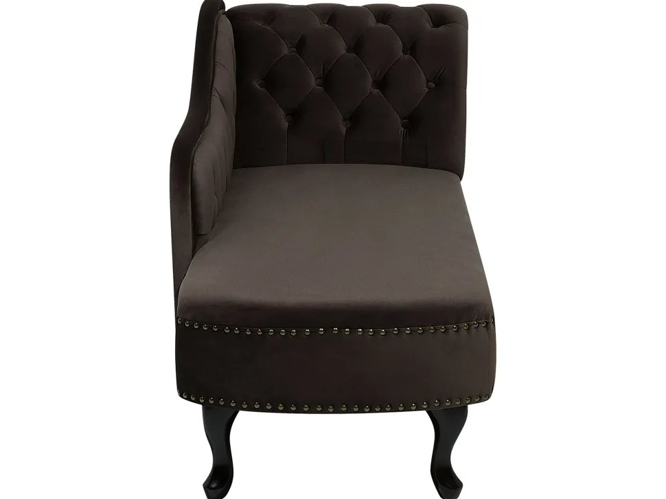 Right Hand Chaise Lounge Velvet Brown Nimes