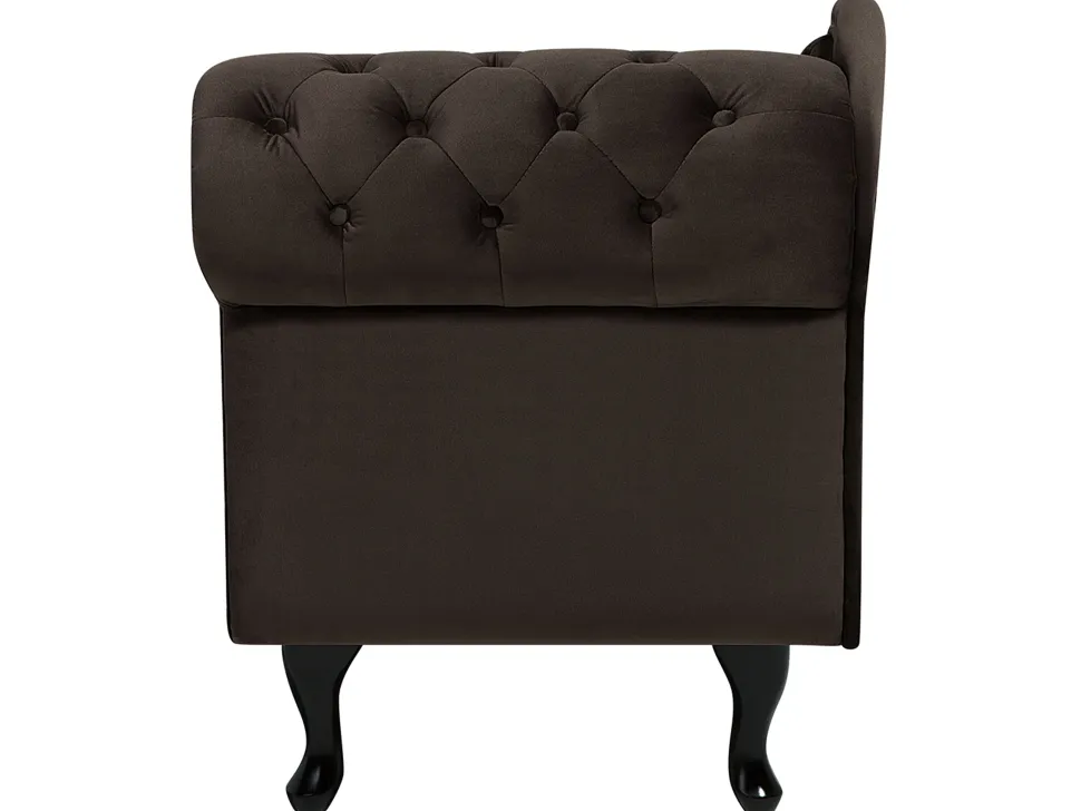 Right Hand Chaise Lounge Velvet Brown Nimes