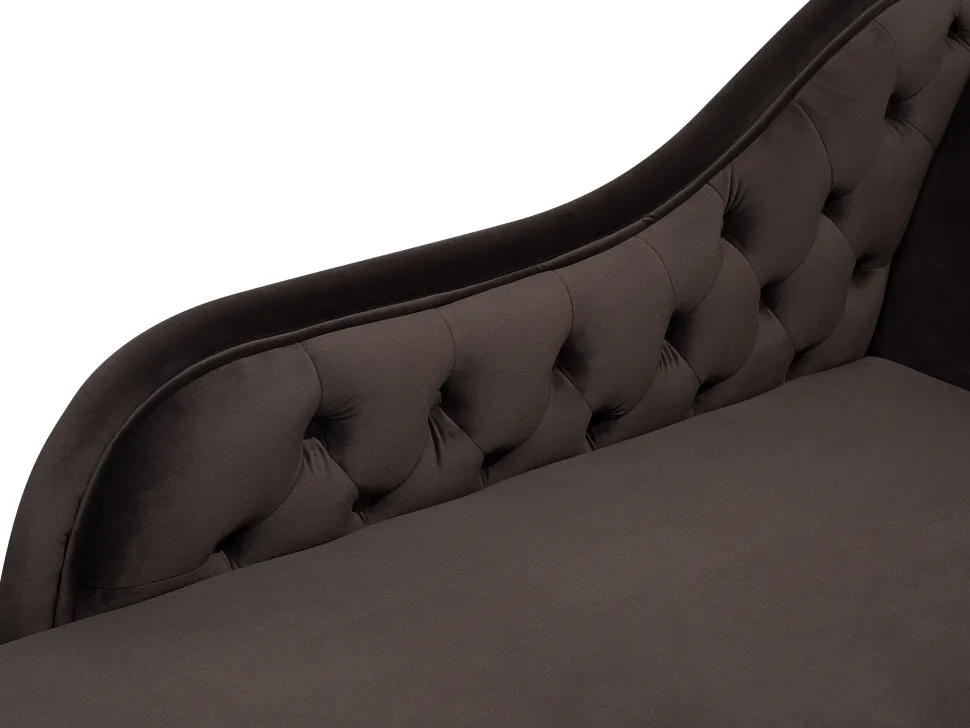 Right Hand Chaise Lounge Velvet Brown Nimes