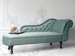 Right Hand Chaise Lounge Velvet Mint Green Nimes