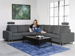 Right Hand Corner Fabric Sofa Dark Grey Stockholm