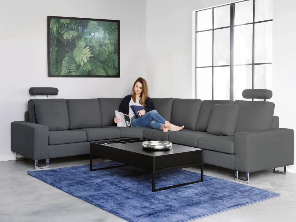 Right Hand Corner Fabric Sofa Dark Grey Stockholm