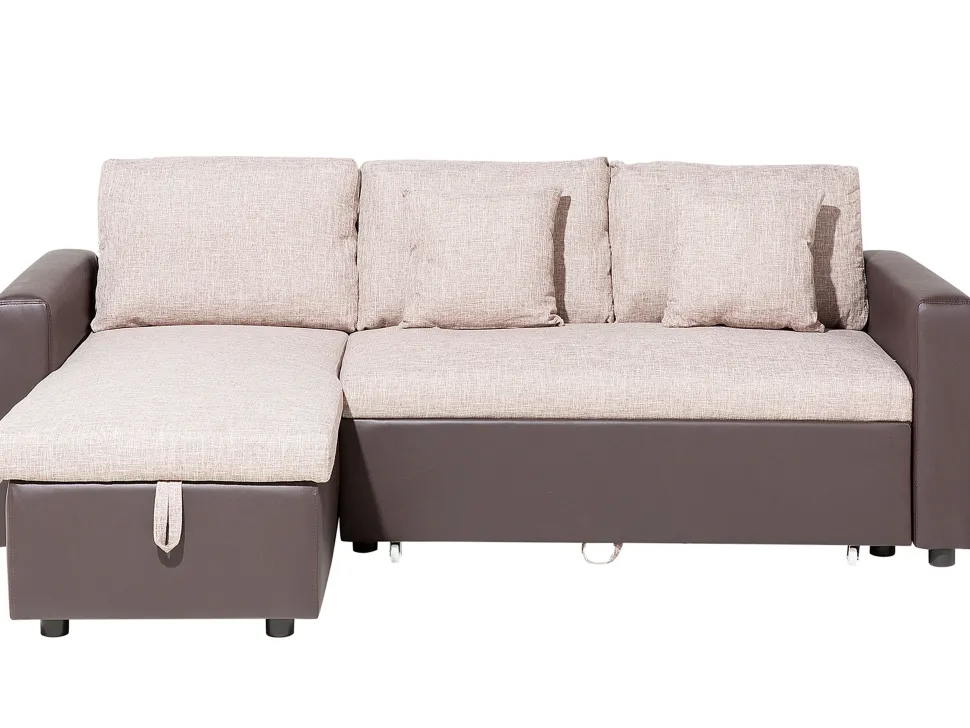 Right Hand Corner Fabric Sofa Bed Beige Tampere