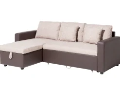 Right Hand Corner Fabric Sofa Bed Beige Tampere