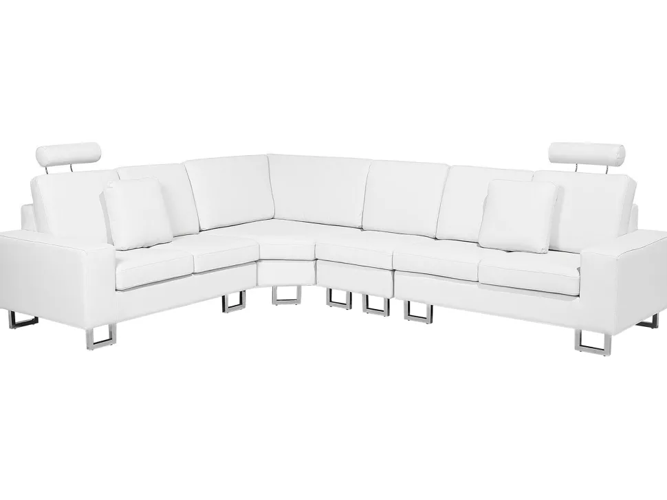 Right Hand Corner Leather Sofa White Stockholm