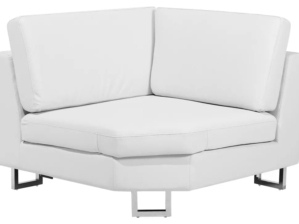 Right Hand Corner Leather Sofa White Stockholm