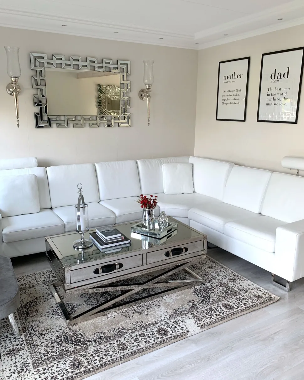 Right Hand Corner Leather Sofa White Stockholm