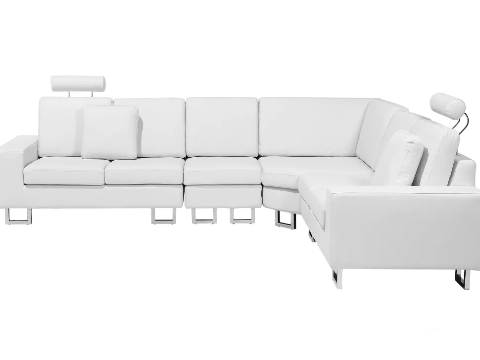 Right Hand Corner Leather Sofa White Stockholm