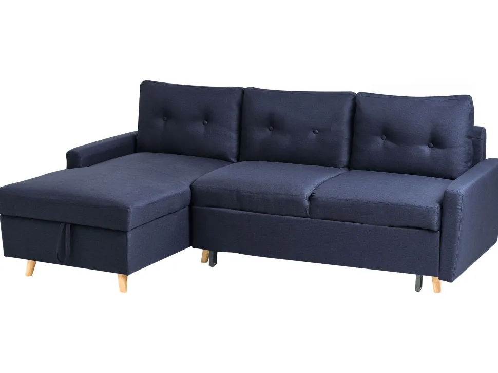 Right Hand Corner Sofa Bed With Storage Navy Blue Flakk