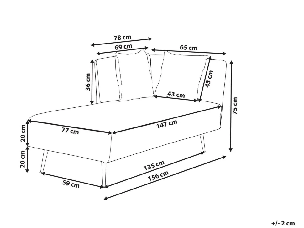 Right Hand Fabric Chaise Lounge White Riom