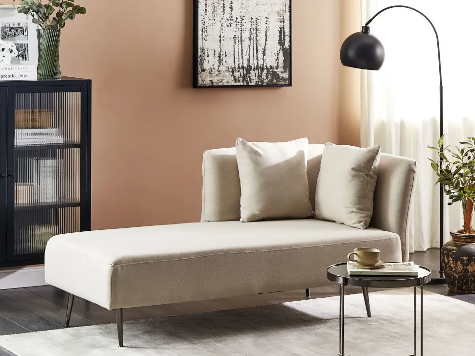Right Hand Fabric Chaise Lounge Beige Riom