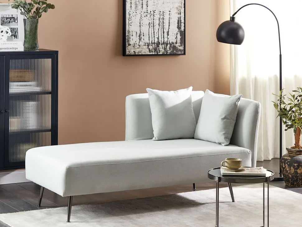 Right Hand Fabric Chaise Lounge Mint Green Riom