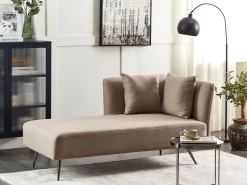 Right Hand Fabric Chaise Lounge Light Brown Riom