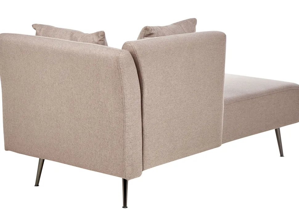 Right Hand Fabric Chaise Lounge Light Brown Riom