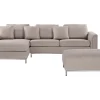 Right Hand Fabric Corner Sofa With Ottoman Beige Oslo