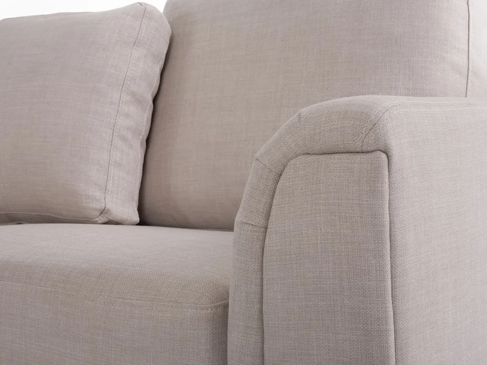 Right Hand Fabric Corner Sofa With Ottoman Beige Oslo