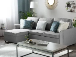 Right Hand Fabric Corner Sofa Bed With Storage Grey Nesna