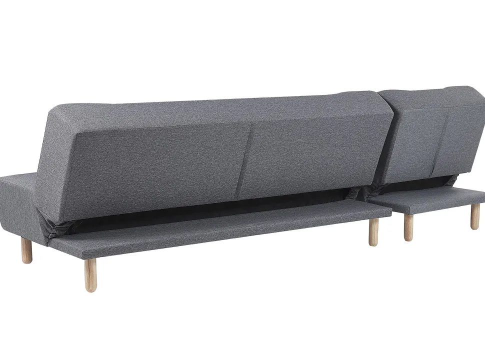 Right Hand Fabric Corner Sofa Bed Grey Alsten