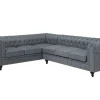 Right Hand Fabric Corner Sofa Grey Chesterfield