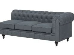 Right Hand Fabric Corner Sofa Grey Chesterfield