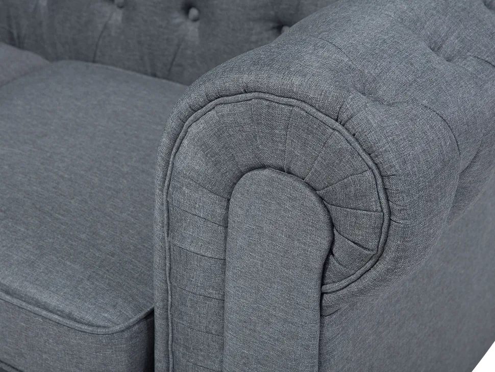 Right Hand Fabric Corner Sofa Grey Chesterfield