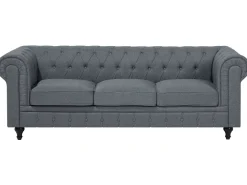 Right Hand Fabric Corner Sofa Grey Chesterfield