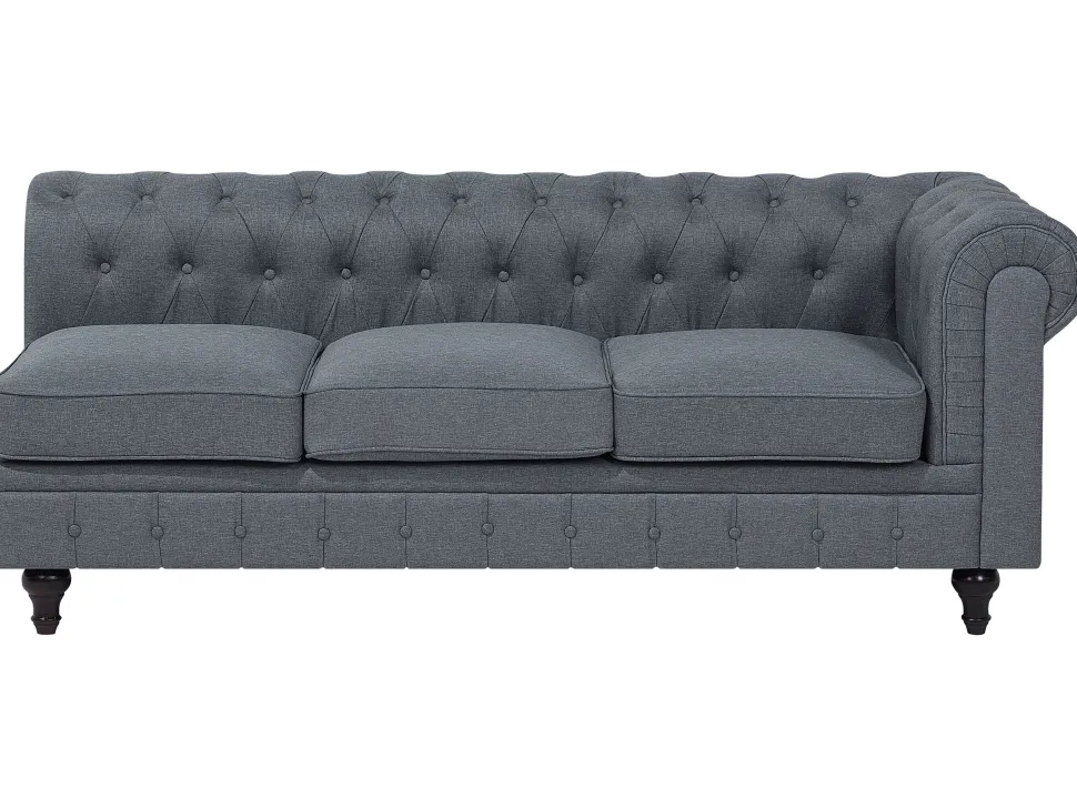 Right Hand Fabric Corner Sofa Grey Chesterfield